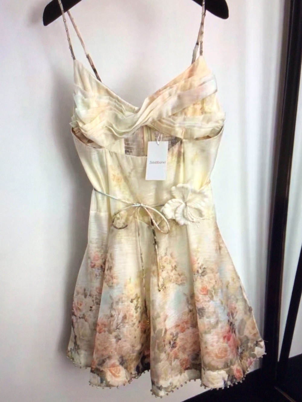 Zimmermann Cream and Blush Floral Cutout Mini Dress - Picture 2 of 10